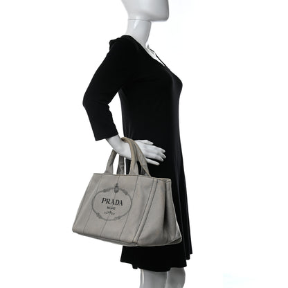 Prada Denim Logo Tote White 2 of 9