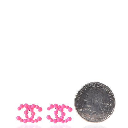 Chanel Resin Ruthenium CC Earrings Pink 2 of 7