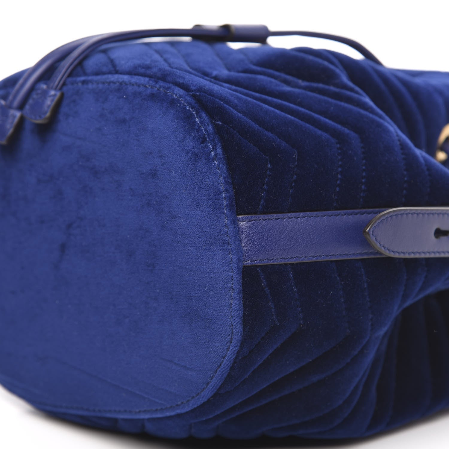 Gucci Velvet Matelasse GG Marmont Bucket Bag Cobalt Blue 10 of 12
