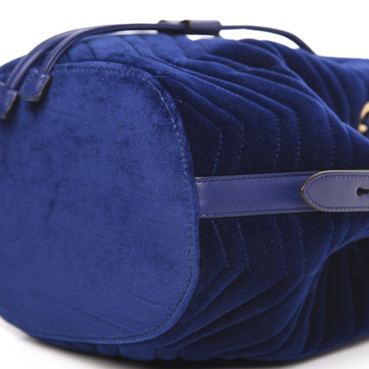 Gucci Velvet Matelasse GG Marmont Bucket Bag Cobalt Blue 10 of 12