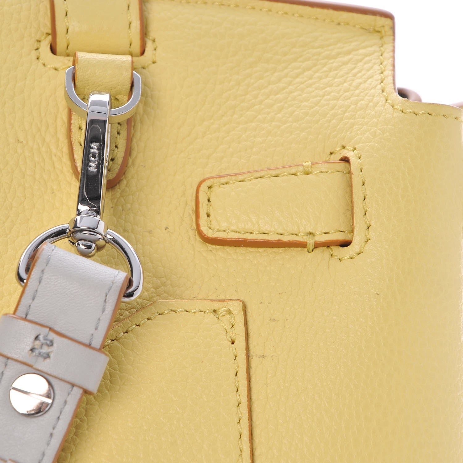 MCM Pebbled Calfskin Medium Milla Backpack Custard Yellow 14 of 22
