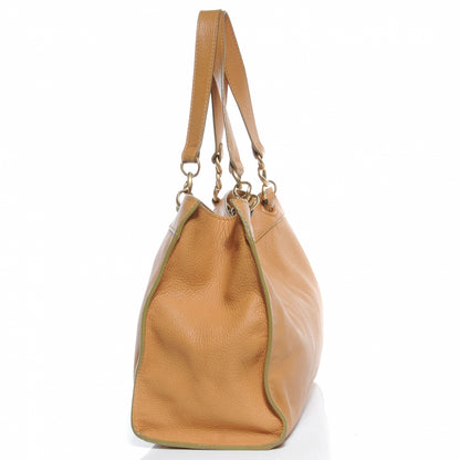 Chanel Calfskin Woven CC Tote Beige 3 of 9