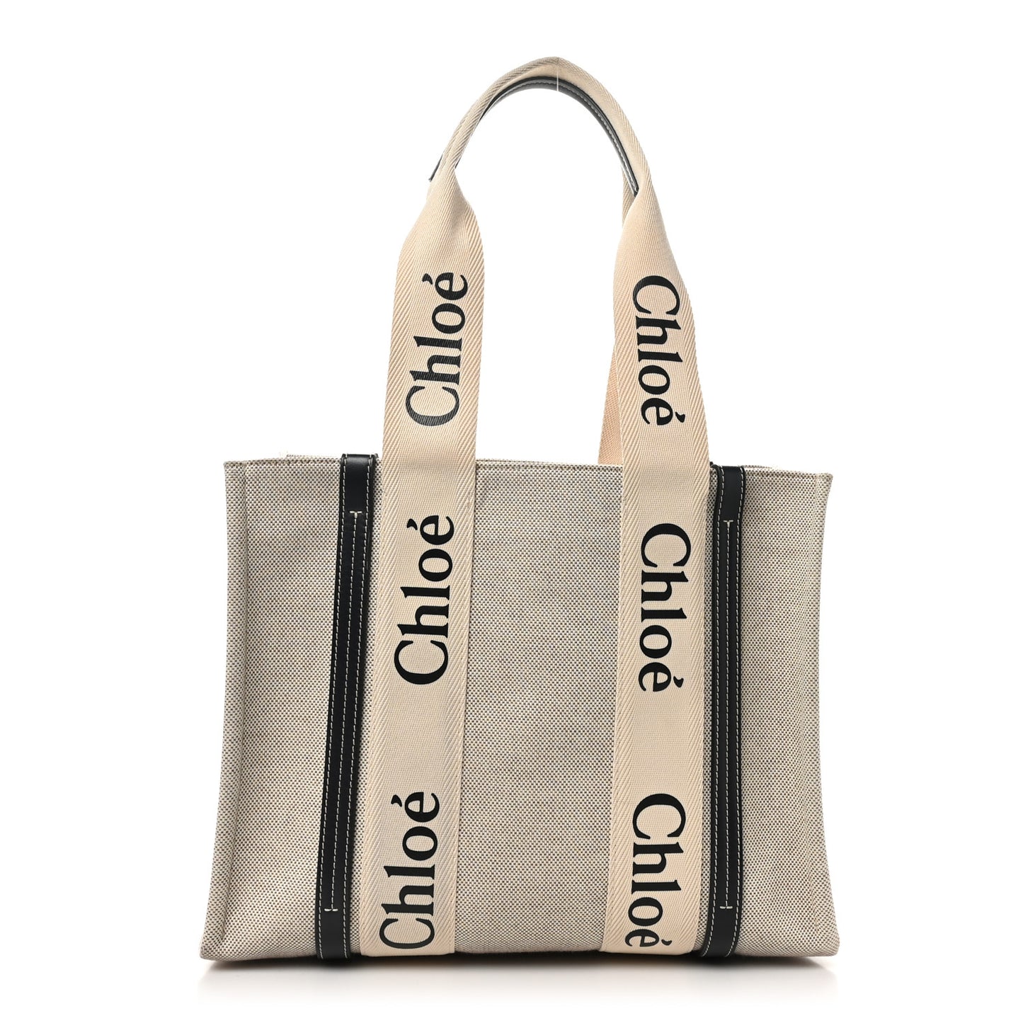 Cotton Calfskin Medium Woody Ribbon Tote White Blue