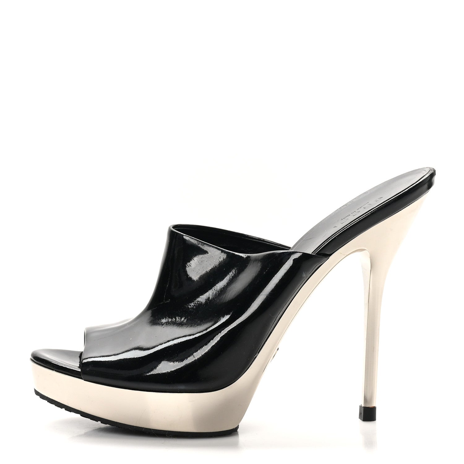Gucci Patent Platform High Heel Slides 8 Black 1 of 10