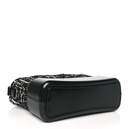 Chanel Tweed Calfskin Quilted Medium Gabrielle Hobo Black White 4 of 10