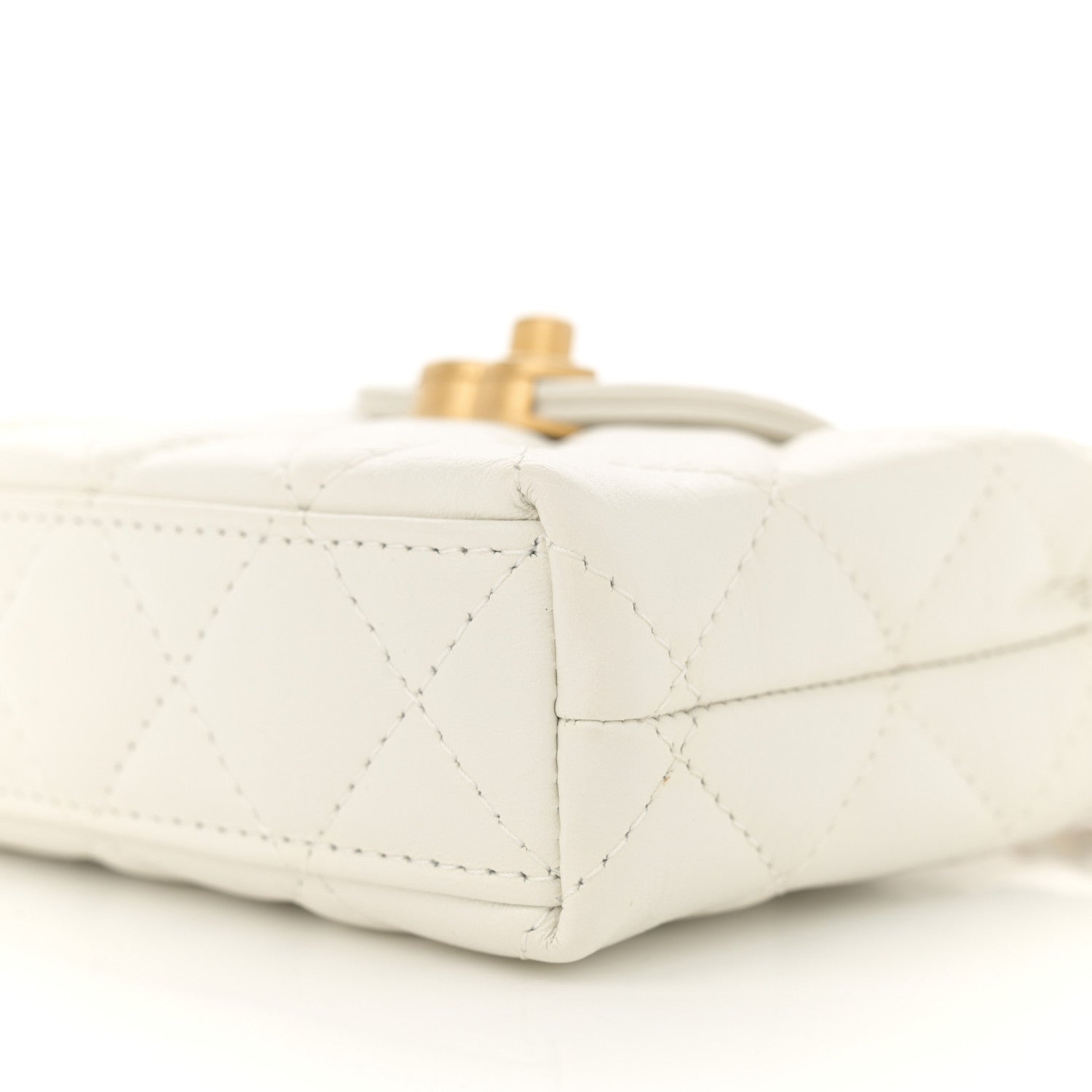 Chanel Shiny Aged Calfskin Quilted Mini Nano Kelly Shopper White 10 of 11