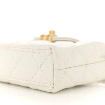 Chanel Shiny Aged Calfskin Quilted Mini Nano Kelly Shopper White 10 of 11