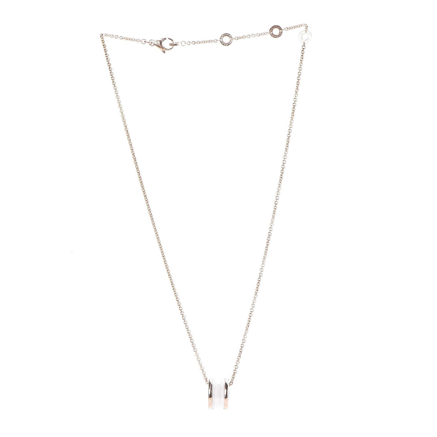 18K Rose Gold White Ceramic B.Zero1 Pendant Necklace