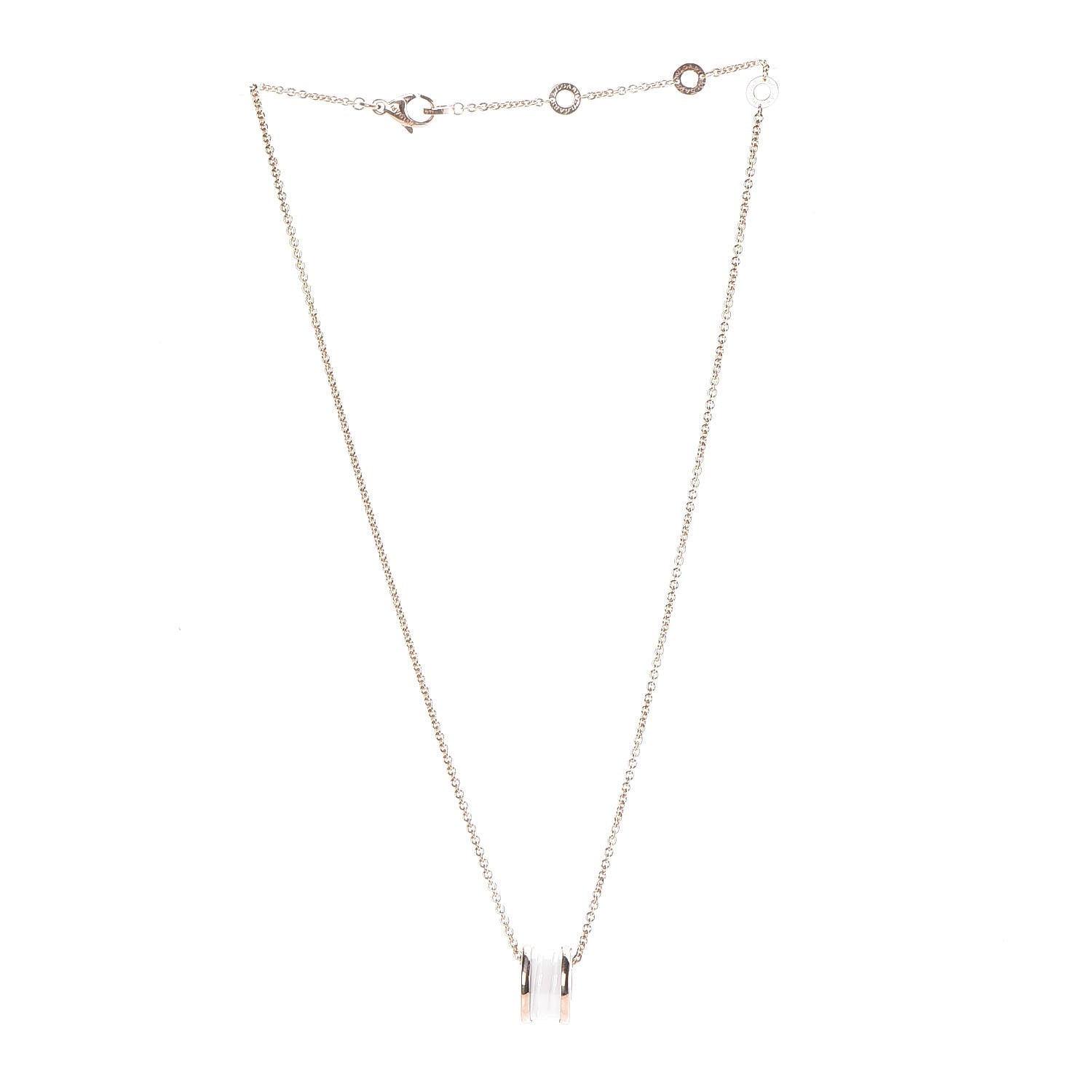 Bulgari 18K Rose Gold White Ceramic B.Zero1 Pendant Necklace 3 of 14