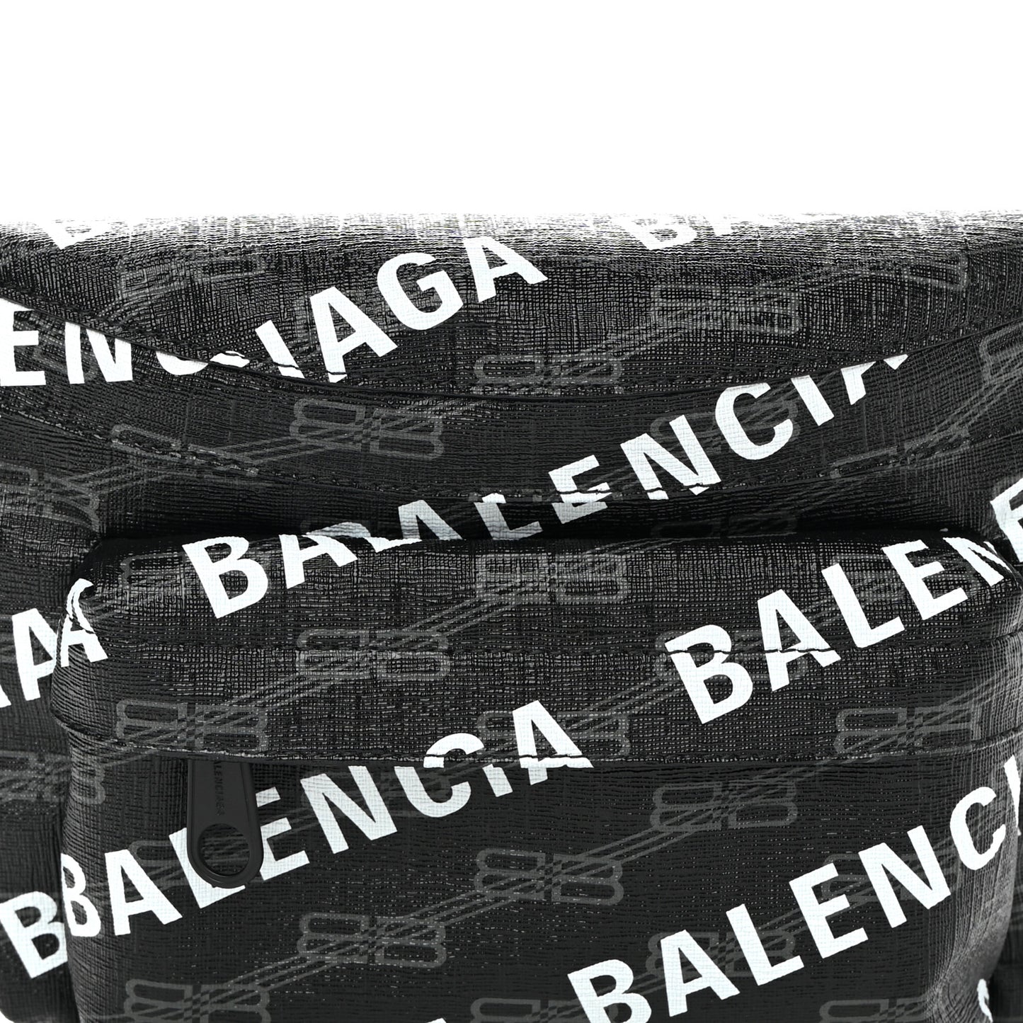 Coated Canvas BB Monogram Allover Logo Medium Signature Beltpack Black Grey White