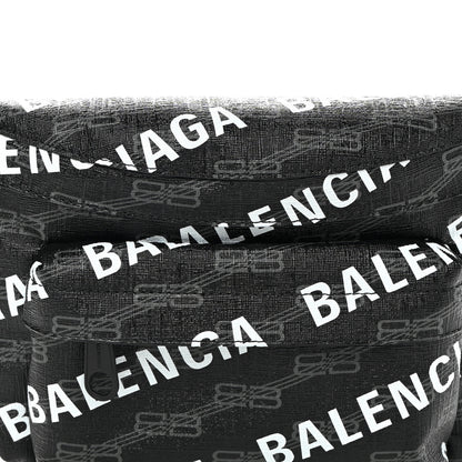Balenciaga Coated Canvas BB Monogram Allover Logo Medium Signature Beltpack Black Grey White 8 of 10