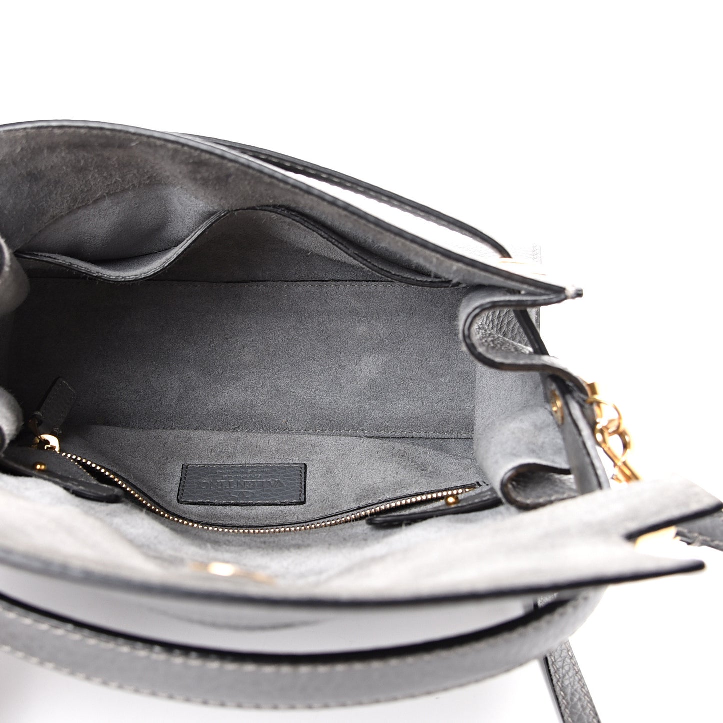 Grained Calfskin Small My Rockstud Frame Bag Gray