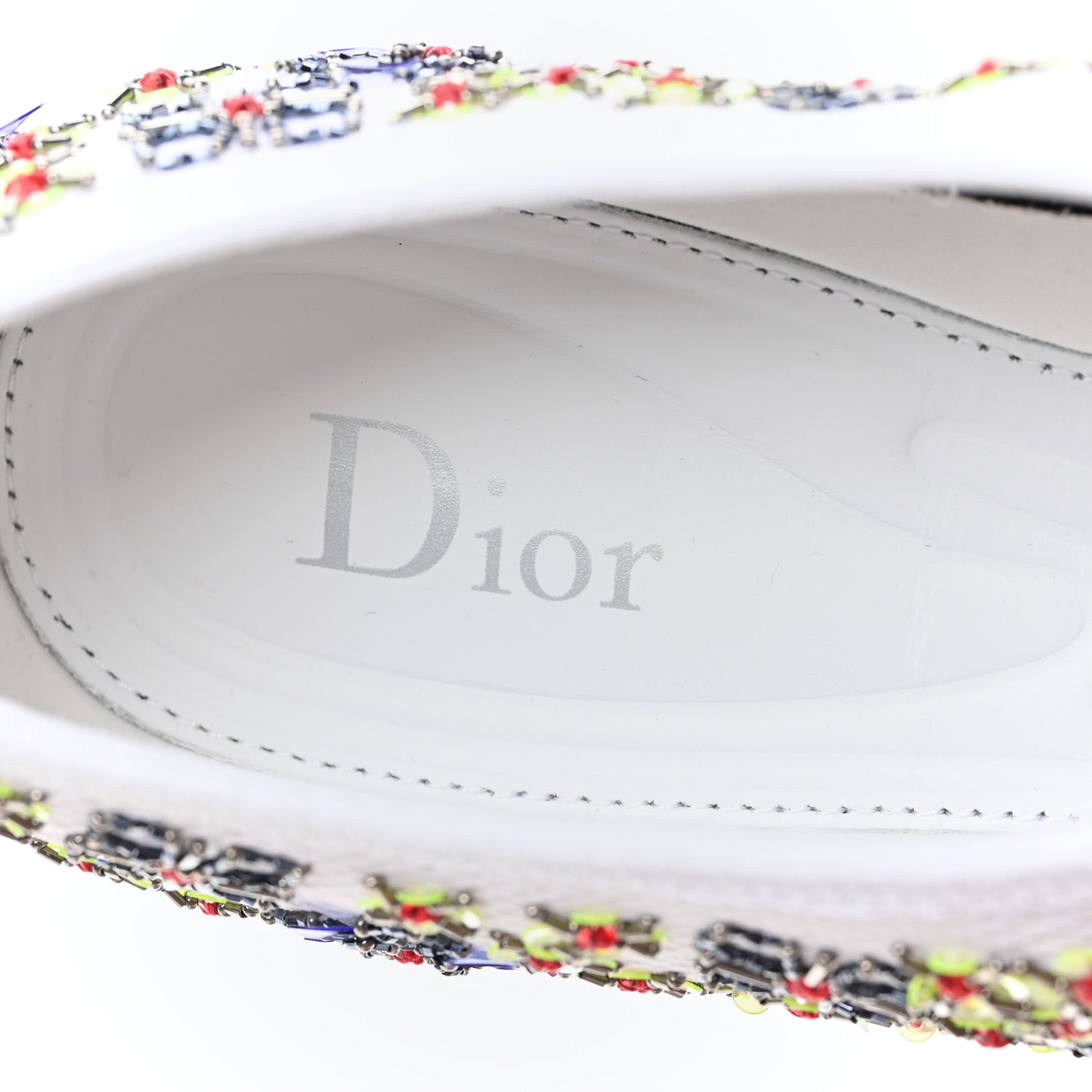 Technical Canvas Embellished Dior Fusion Sneakers 37 White Multicolor