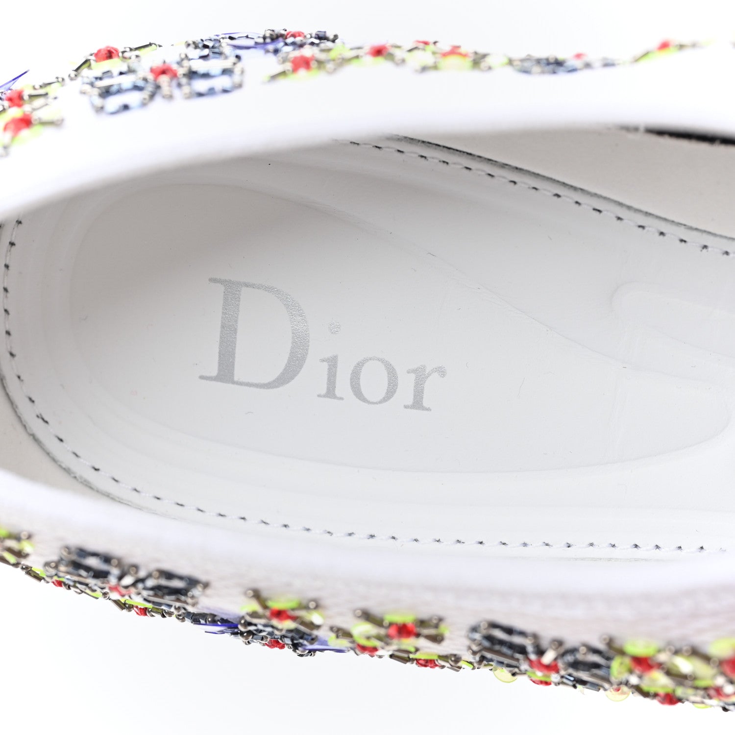 Christian Dior Technical Canvas Embellished Dior Fusion Sneakers 37 White Multicolor 7 of 8