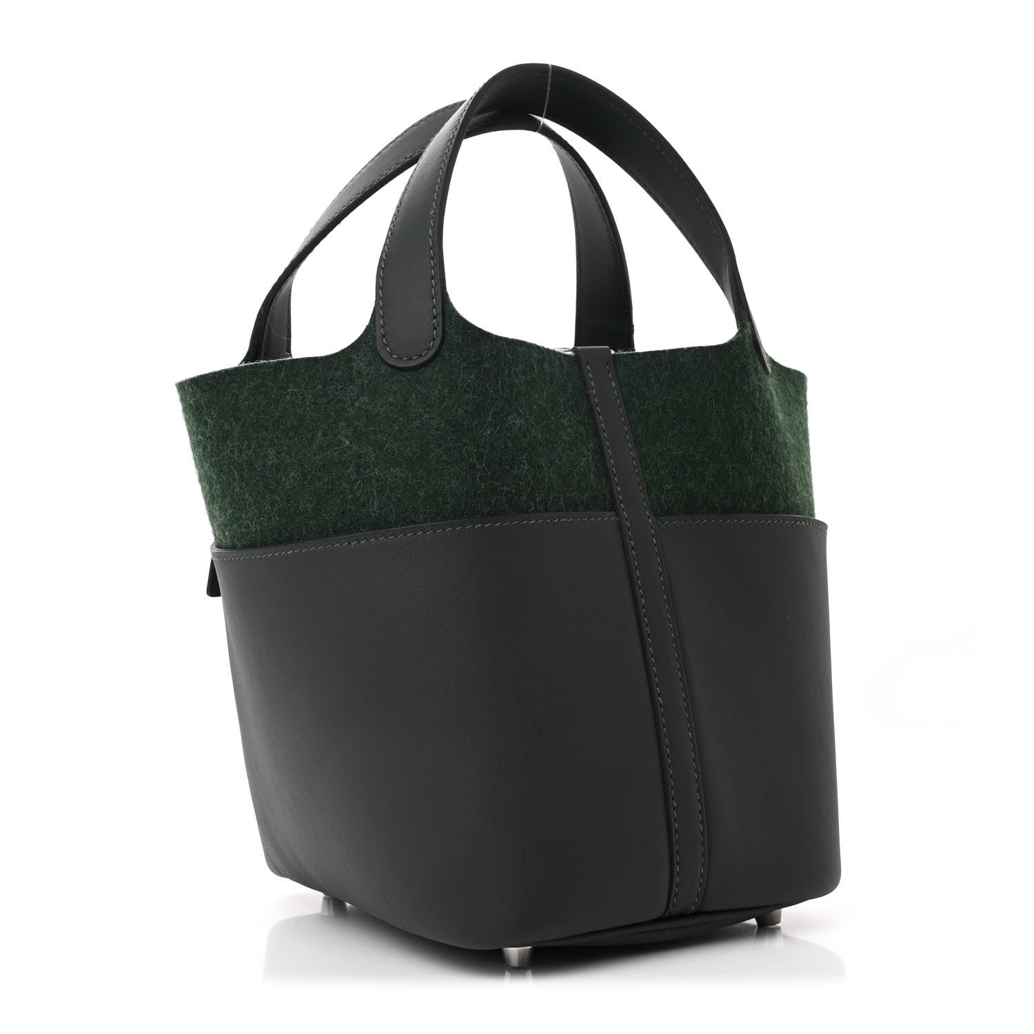 Hermes Wool Felt Swift Go Team Picotin Lock 18  Vert Fonce Vert Anglais Vert Cactus New White 3 of 11