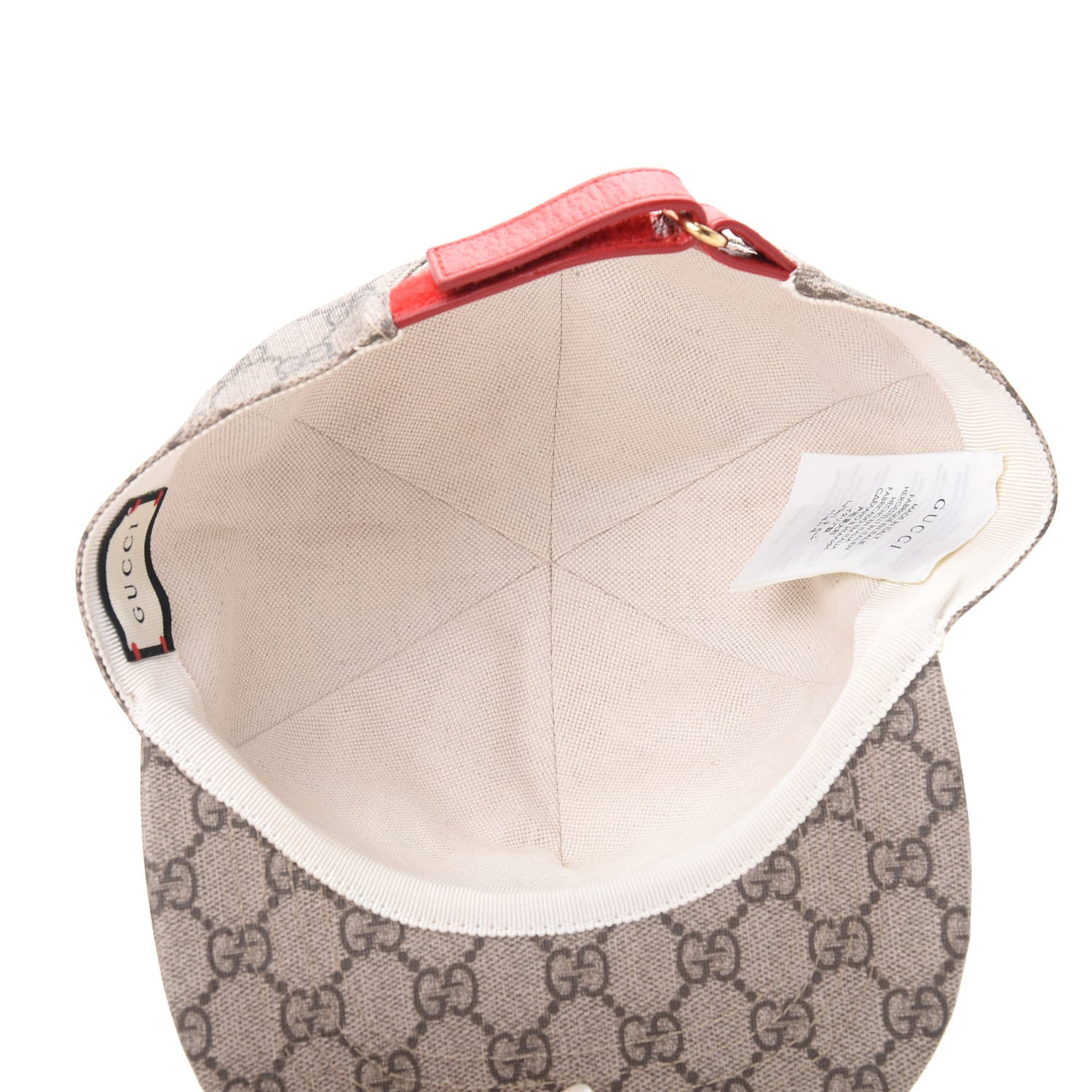 Gucci GG Supreme Monogram Apple Print Baseball Hat M Beige Red 5 of 7