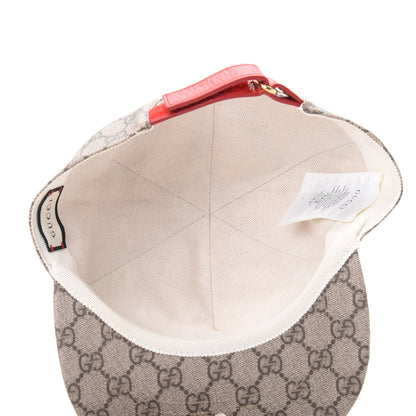 Gucci GG Supreme Monogram Apple Print Baseball Hat M Beige Red 5 of 7