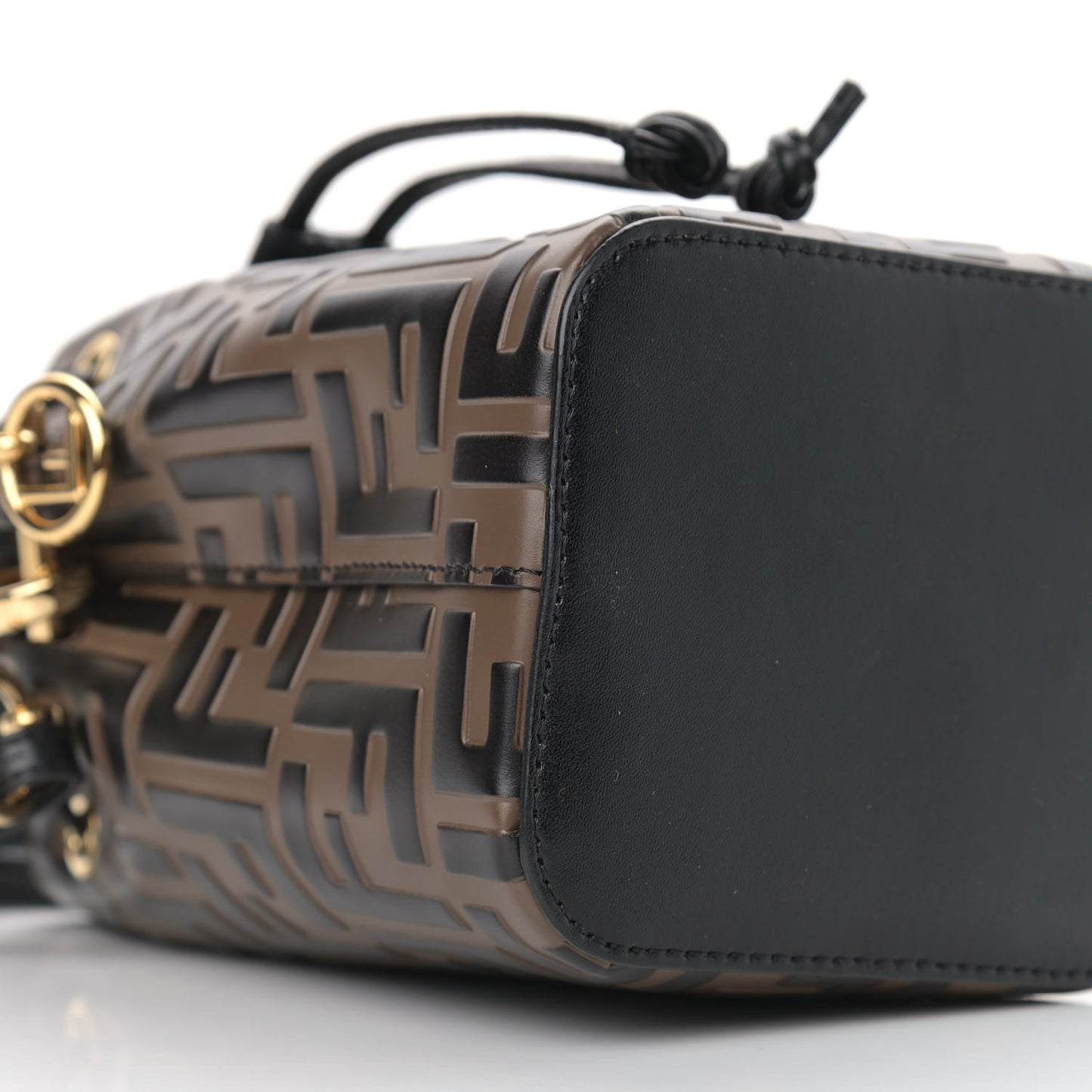 Vitello Liberty F is Fendi Bi-Color FF 1974 Embossed Mini Mon Tresor Bucket Bag Maya Black