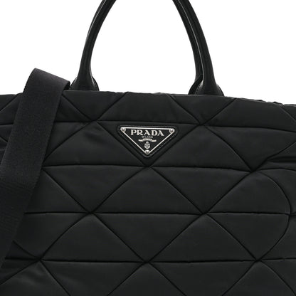 Prada Re-Nylon Nappa Triangle Quilted Padded Medium Double Handled Zip Tote Black 8 of 10