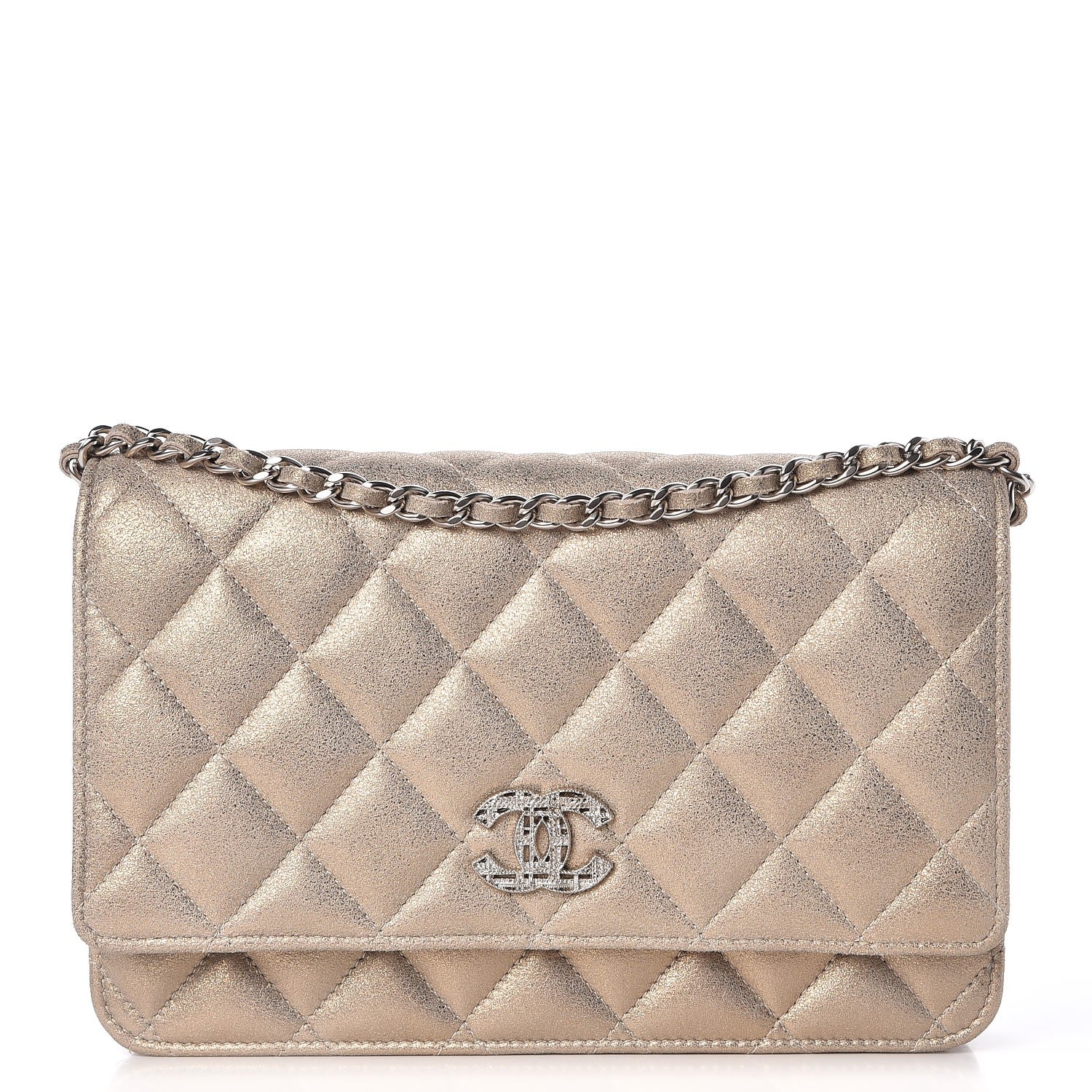 Chanel Iridescent Calfskin Quilted Wallet on Chain WOC Gold 1 of 10