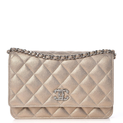 Chanel Iridescent Calfskin Quilted Wallet on Chain WOC Gold 1 of 10
