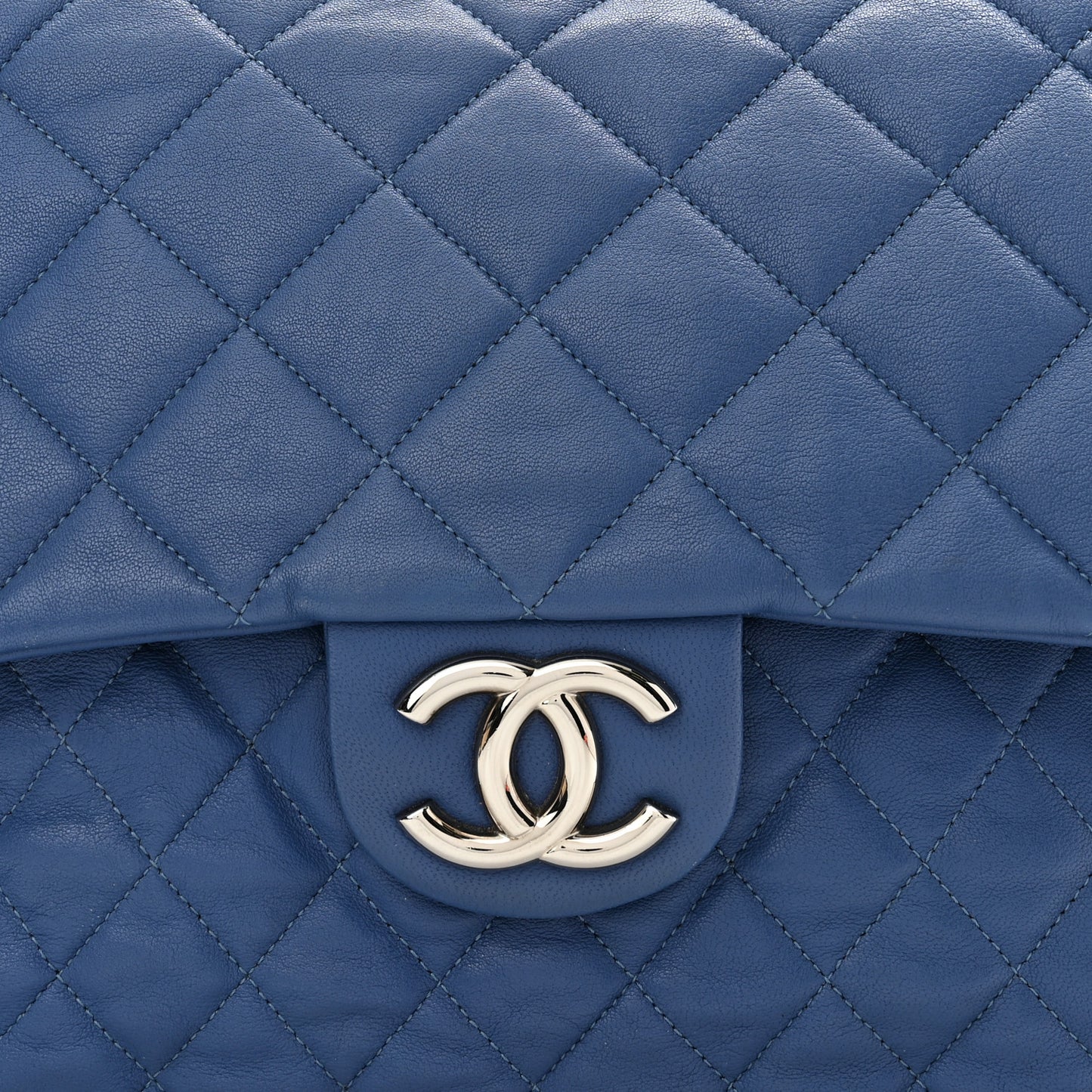 Washed Lambskin Quilted Chain Around Maxi Flap Light Blue