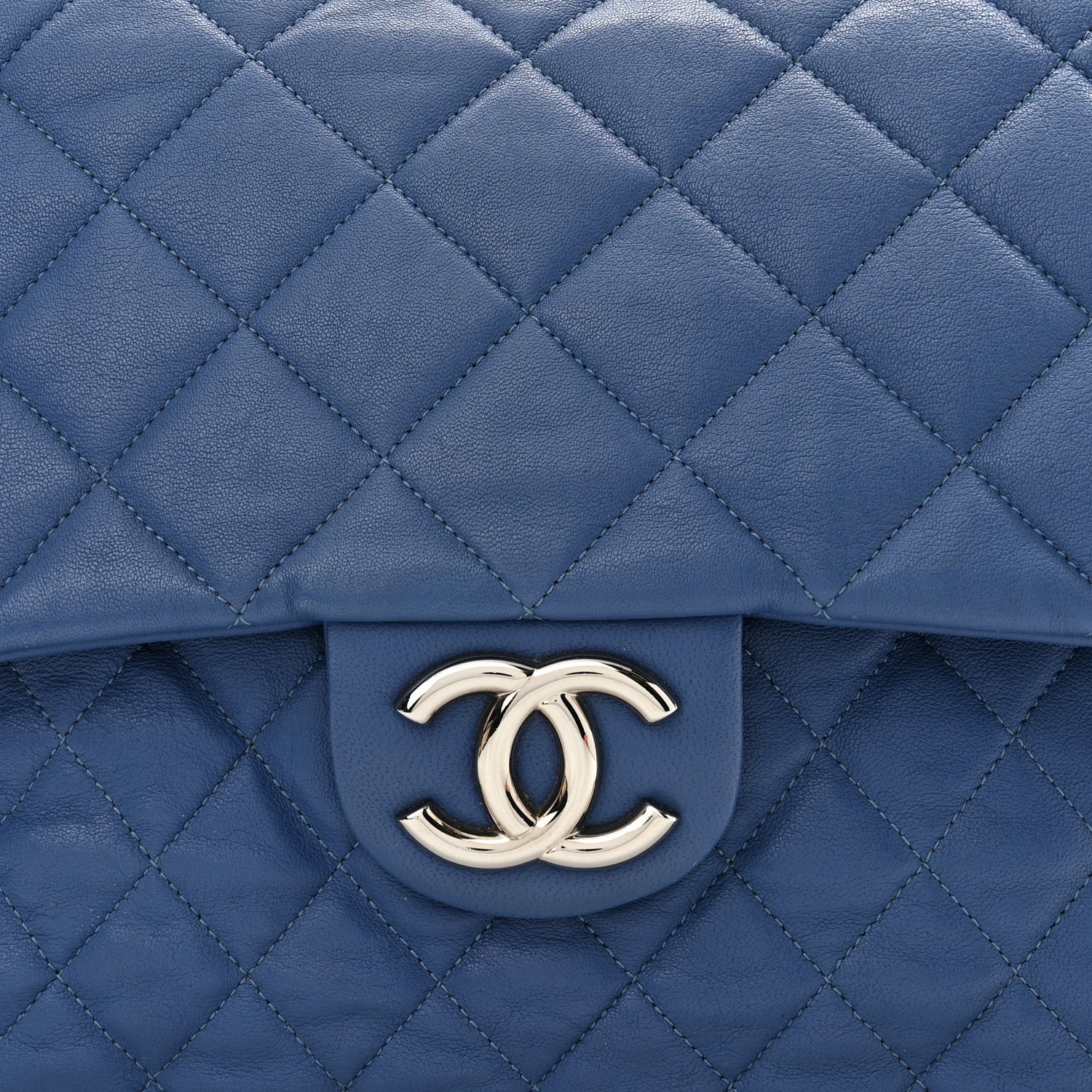 Chanel Washed Lambskin Quilted Chain Around Maxi Flap Light Blue 9 of 11