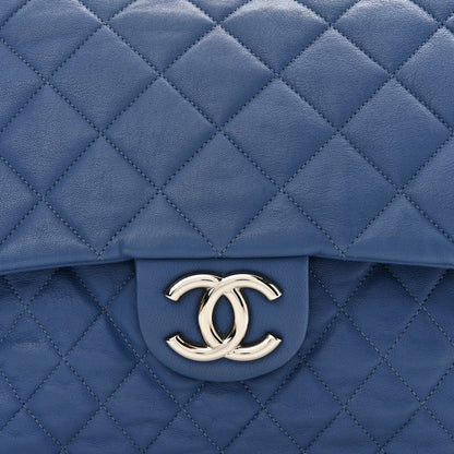 Chanel Washed Lambskin Quilted Chain Around Maxi Flap Light Blue 9 of 11