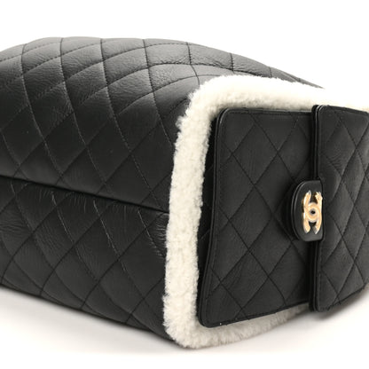 Chanel Crumpled Sheepskin Shearling Quilted Medium Chanel 25 Handbag Black White 11 of 11