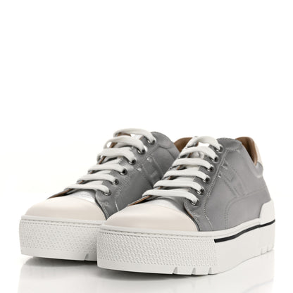 Hermes Metallic Madame Calfskin Womens Voltage Sneakers 39 Gris Argente 3 of 9