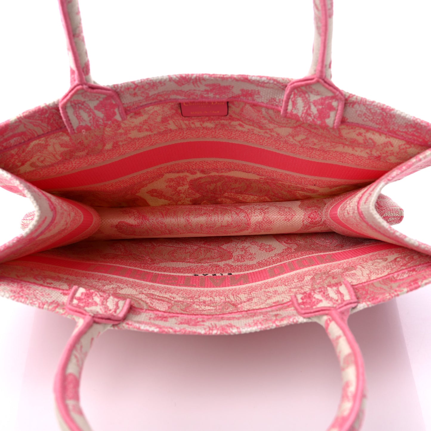 Canvas Embroidered Medium Dioriviera Toile De Jouy Book Tote Peony Pink