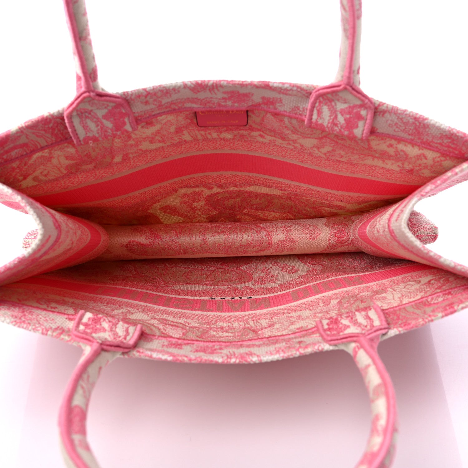 Christian Dior Canvas Embroidered Medium Dioriviera Toile De Jouy Book Tote Peony Pink 5 of 12