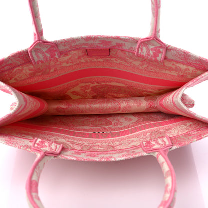 Christian Dior Canvas Embroidered Medium Dioriviera Toile De Jouy Book Tote Peony Pink 5 of 12
