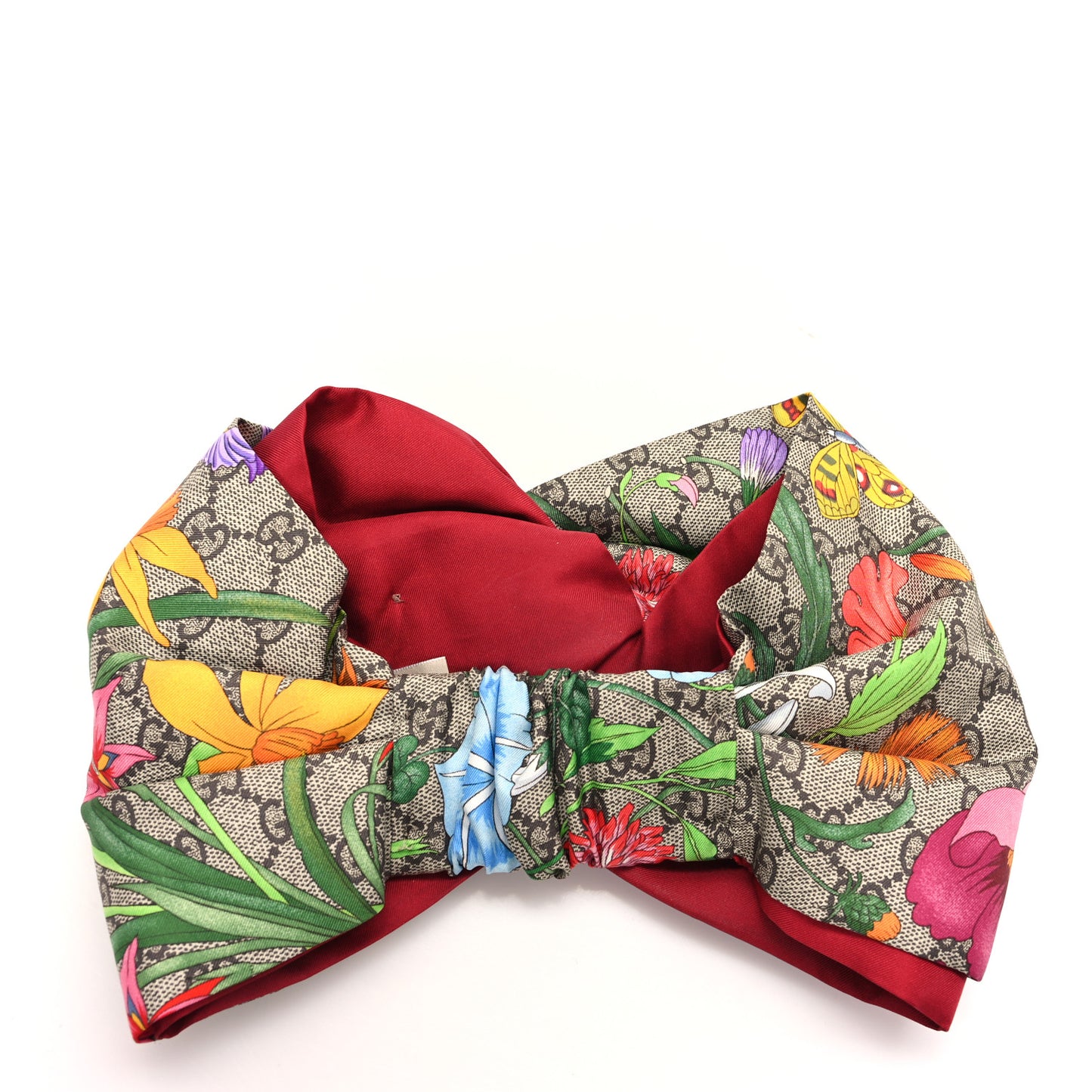 Silk Monogram Flora Print Headband M Red