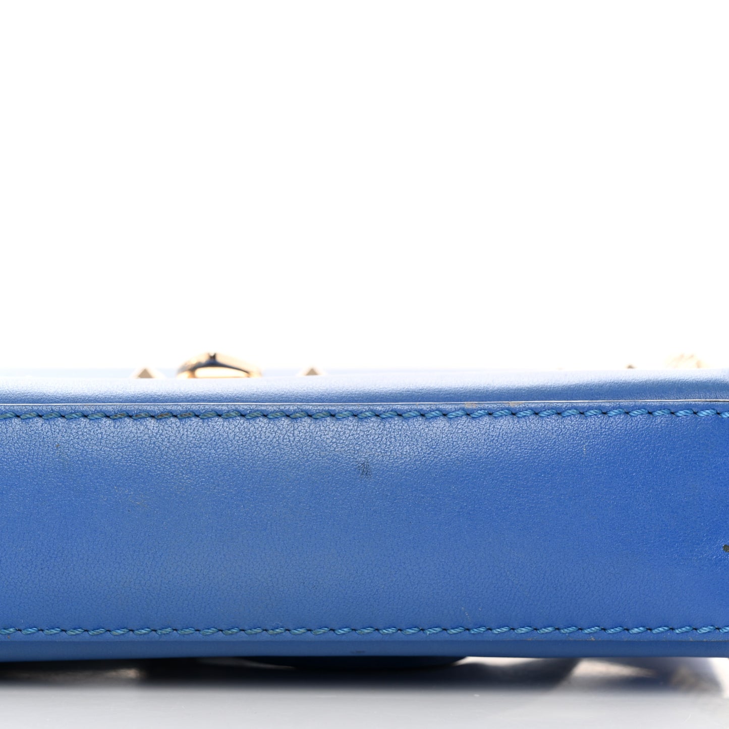 Vitello Medium Rockstud Flip Lock Crossbody Bag Acid Blue