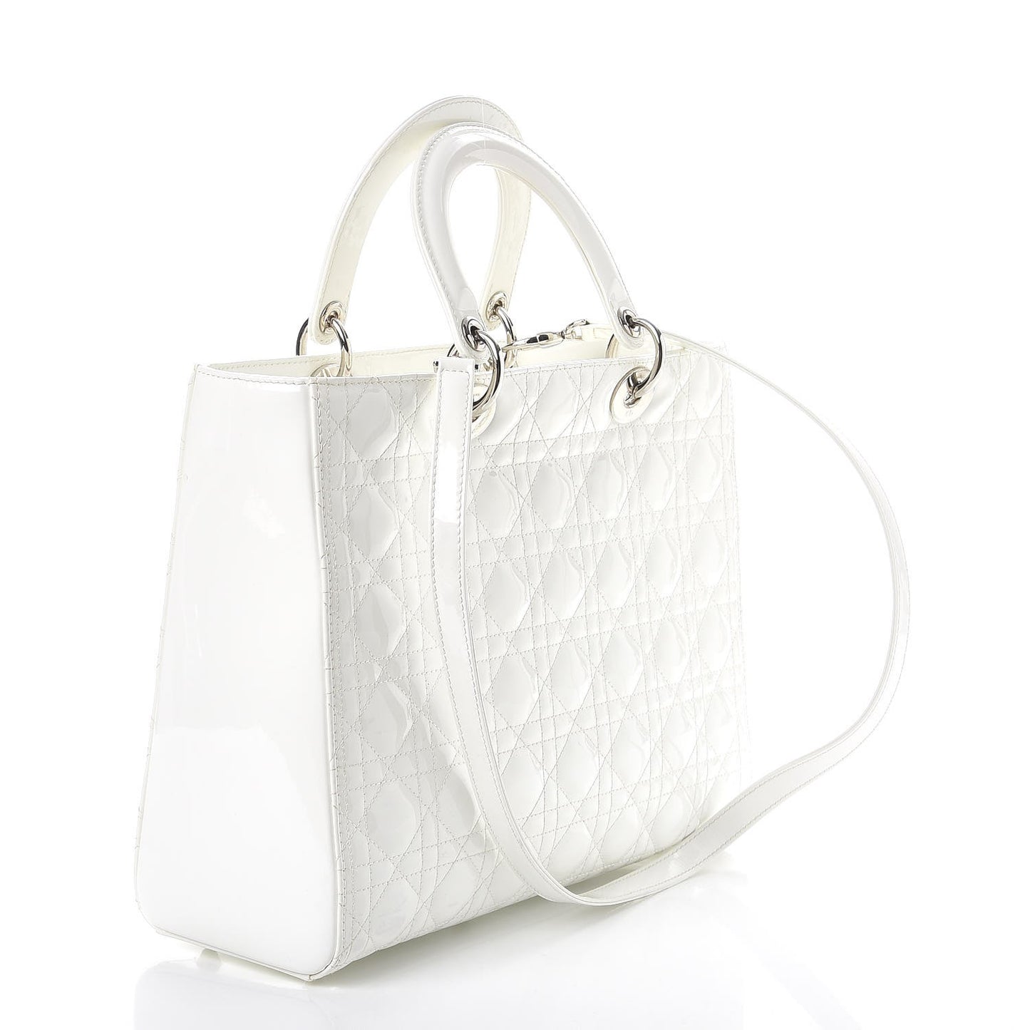 Patent Cannage Large Lady Dior White