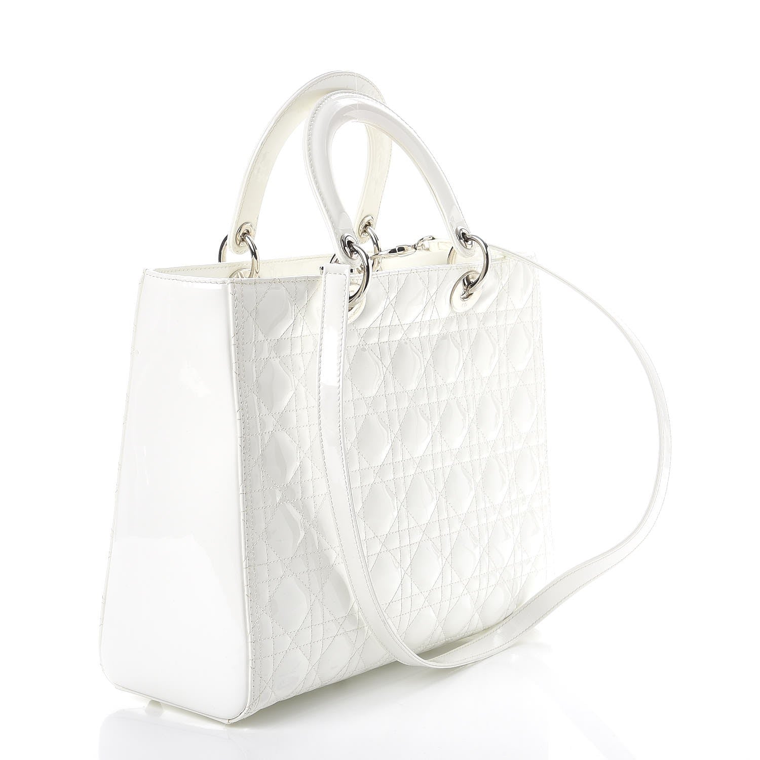 Christian Dior Patent Cannage Large Lady Dior White 3 of 10