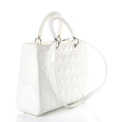 Christian Dior Patent Cannage Large Lady Dior White 3 of 10