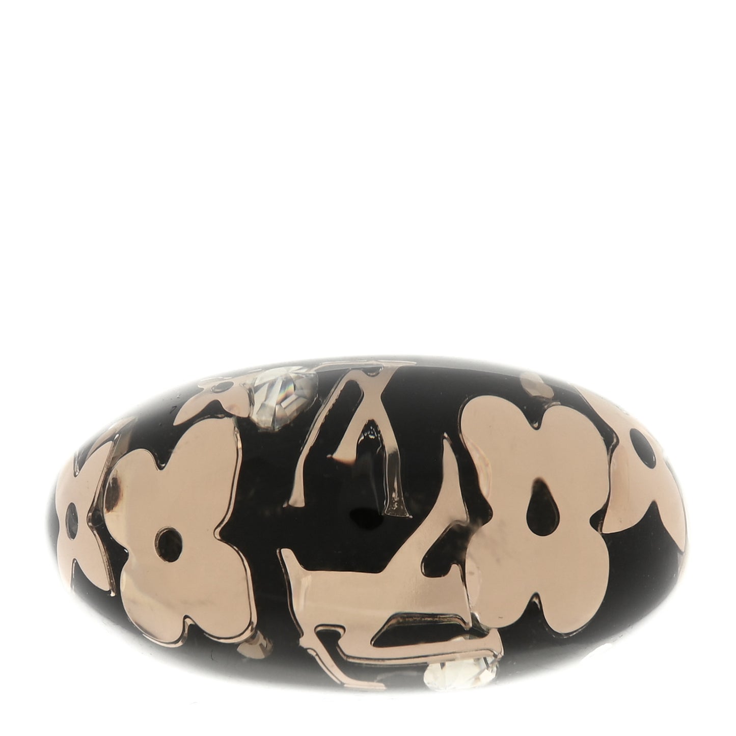 Resin Swarovski Crystal Inclusion Ring M 53 6.5 Black