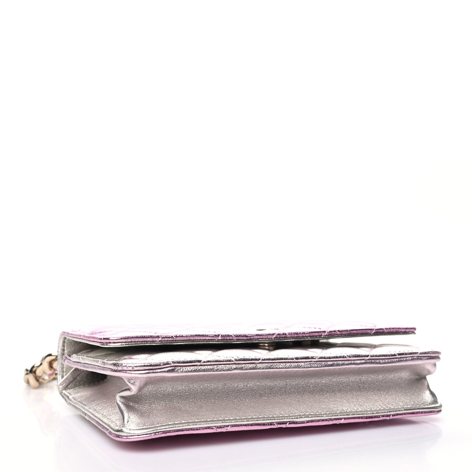 Chanel Gradient Metallic Lambskin Quilted Like A Wallet Wallet On Chain WOC Gold Pink 4 of 12