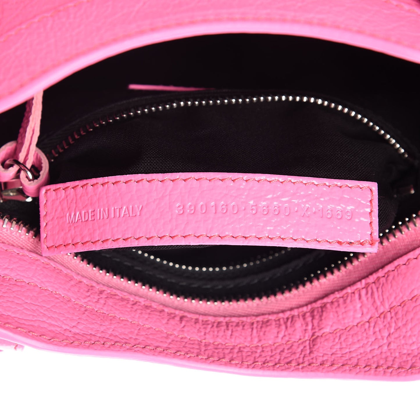 Shiny Goatskin Silver Metallic Edge Hardware Mini City Acid Pink