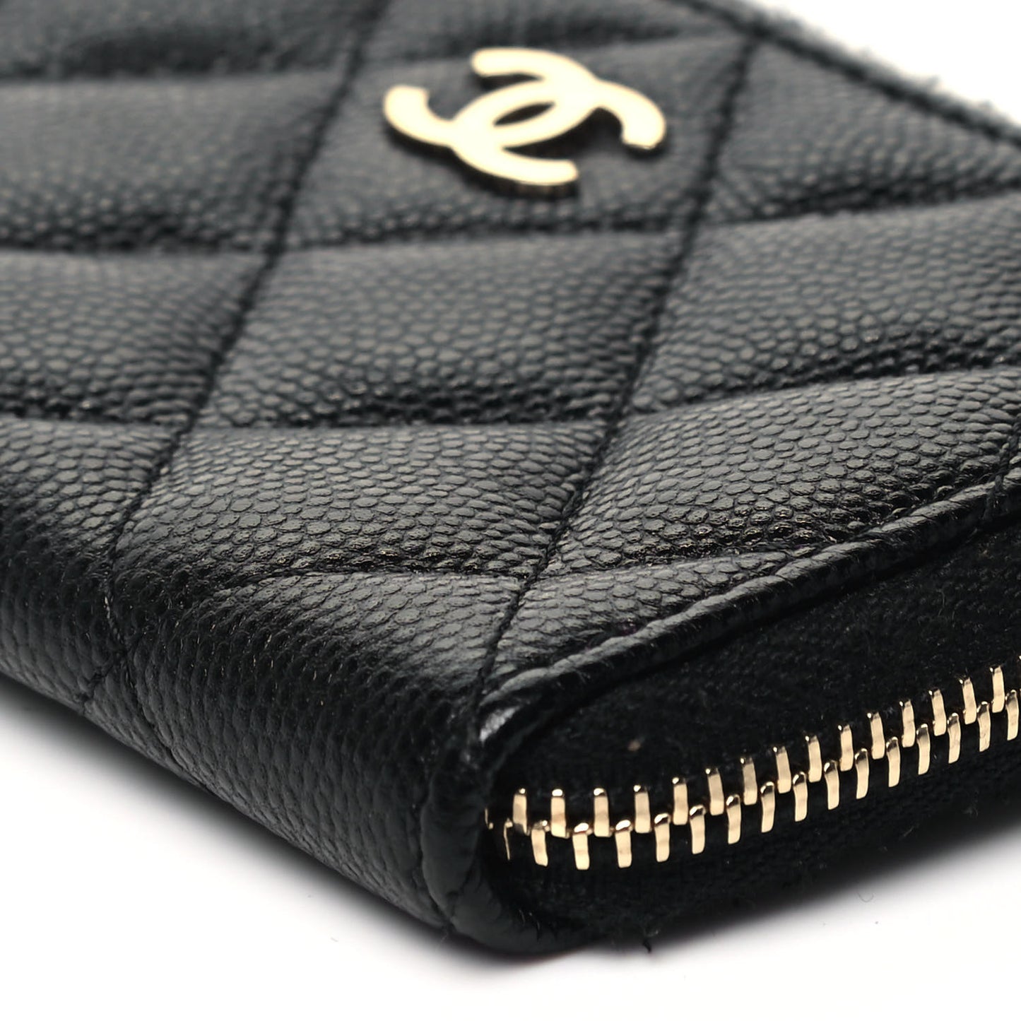 Caviar Quilted Zipped Key Holder Case Black