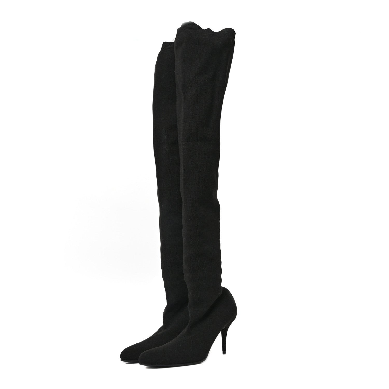 Balenciaga Crepe Jersey Pointed Toe Knife Thigh High Boots 40 Black 4 of 7