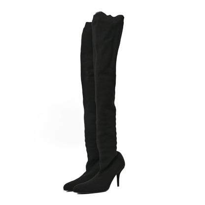 Balenciaga Crepe Jersey Pointed Toe Knife Thigh High Boots 40 Black 4 of 7