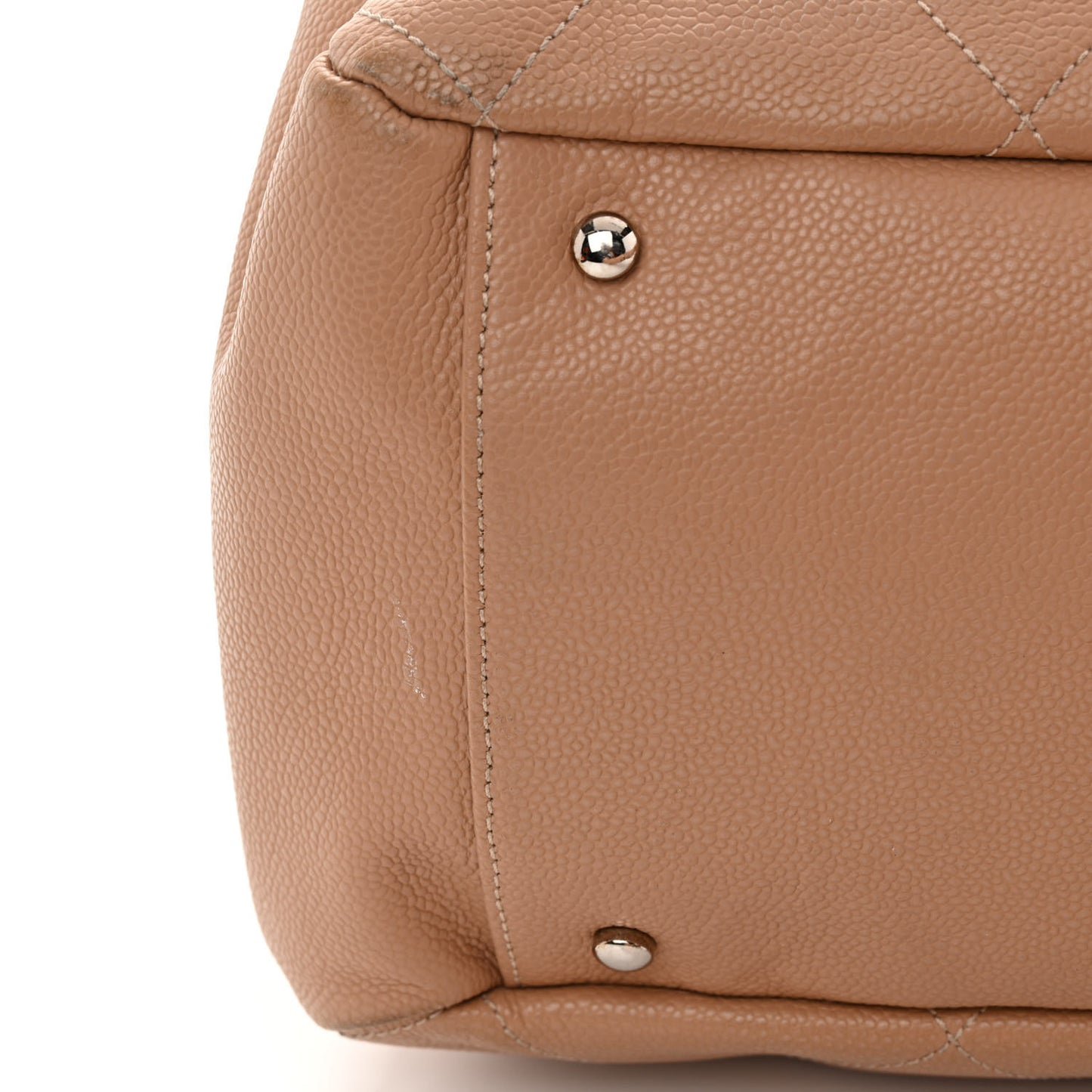 Soft Caviar Quilted Large CC Timeless Tote Beige