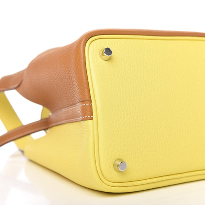 Hermes Taurillon Clemence Casaque Picotin Lock 18 PM Lime Sesame 6 of 10