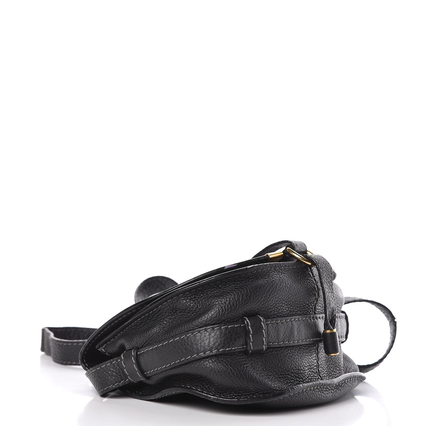 Calfskin Mini Marcie Round Crossbody Bag Black