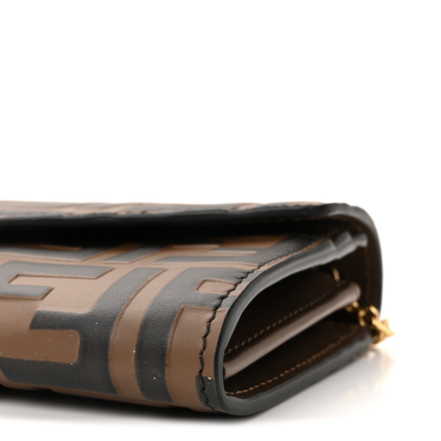 Fendi Vitello Soft F is Fendi Bi-Color FF 1974 Embossed Continental Envelope Wallet On Chain Maya Black 10 of 11