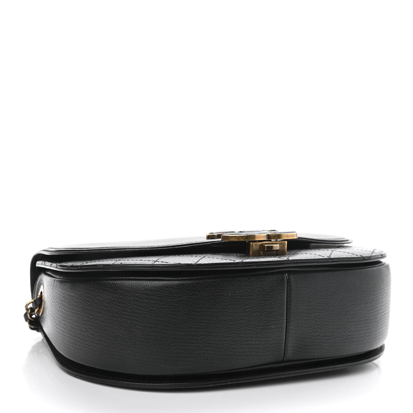 Shiny Calfskin Goatskin Quilted Medium Coco Curve Messenger Flap Black