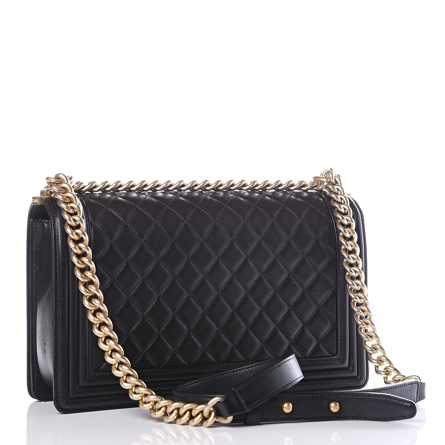 Lambskin Quilted New Medium Boy Flap Black